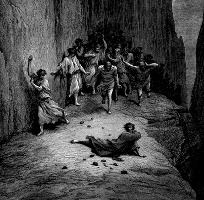 The stoning of St. Stephen, from Dante's Inferno by Gustav Doré